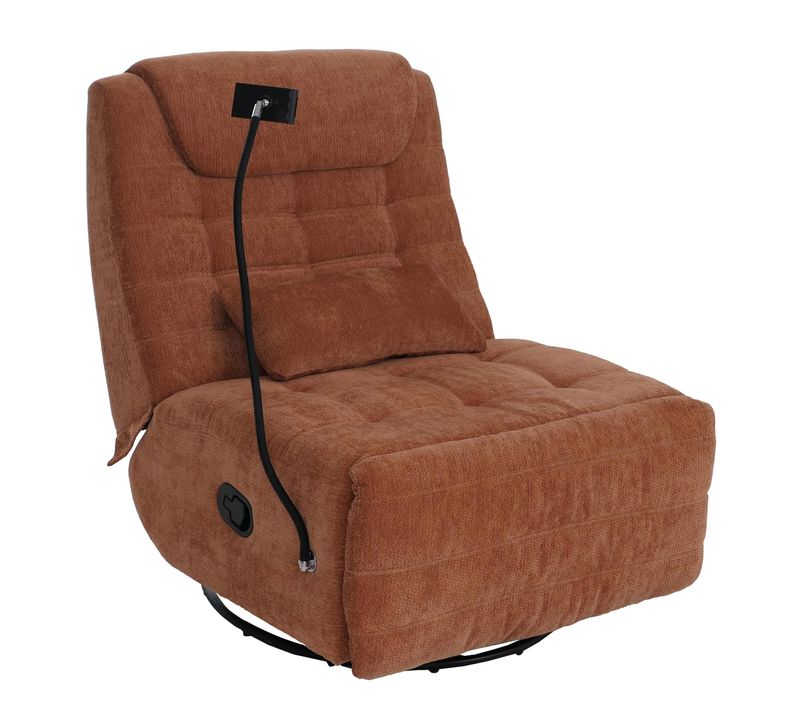 Fauteuil Relax Pivotant Fauteuil TV Inclinable Avec Porte-smartphone Tablette 360° Tissu Chenille