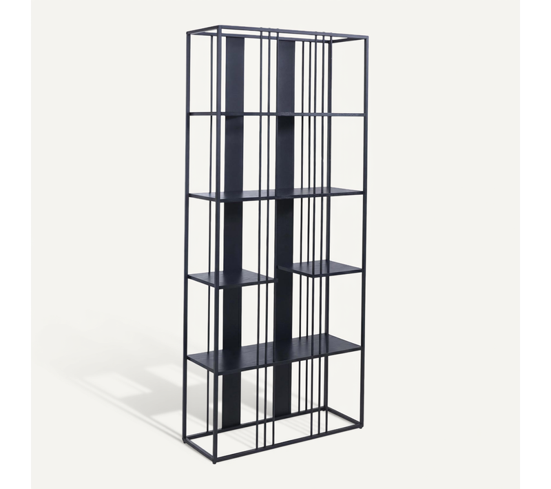 Étagère Bibliothèque Haute 180x80x31 Cm Structure En Métal Et Panneaux Mdf Avec Revêtement Mélaminé