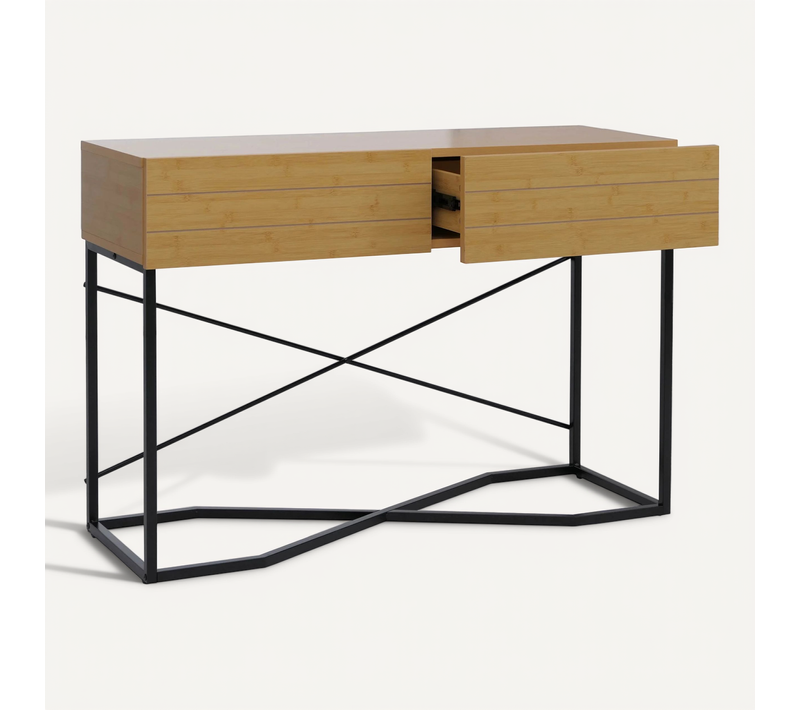 Console Industrielle Avec 2 Tiroirs Style Loft Moderne 81 X 120 X 40 Cm En Mdf Mélaminé Aspect Bam