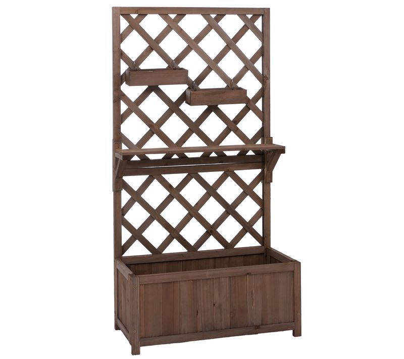 Bac Potager Avec Treillis Avec étagère Et 2 Bacs Suspendus 135 X 70 X 30 Cm Jardinière Extérieure