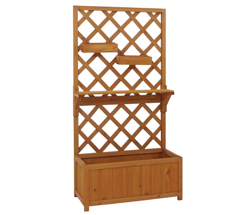 Bac Potager Avec Treillis Avec étagère Et 2 Bacs Suspendus 135 X 70 X 30 Cm Jardinière Extérieure