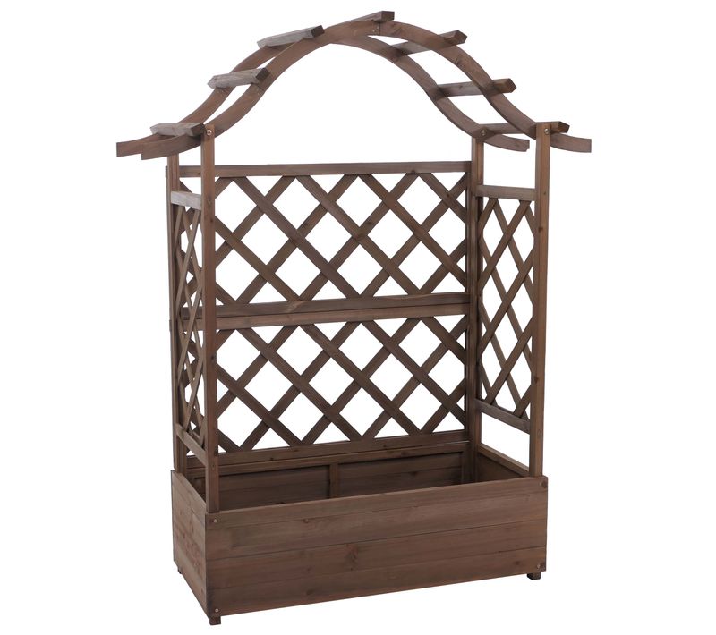 Bac à Fleurs Surélevé Avec Treillis 4 Côtés Jardinière 138 X 110 X 44 Cm Brise-vue Extérieur