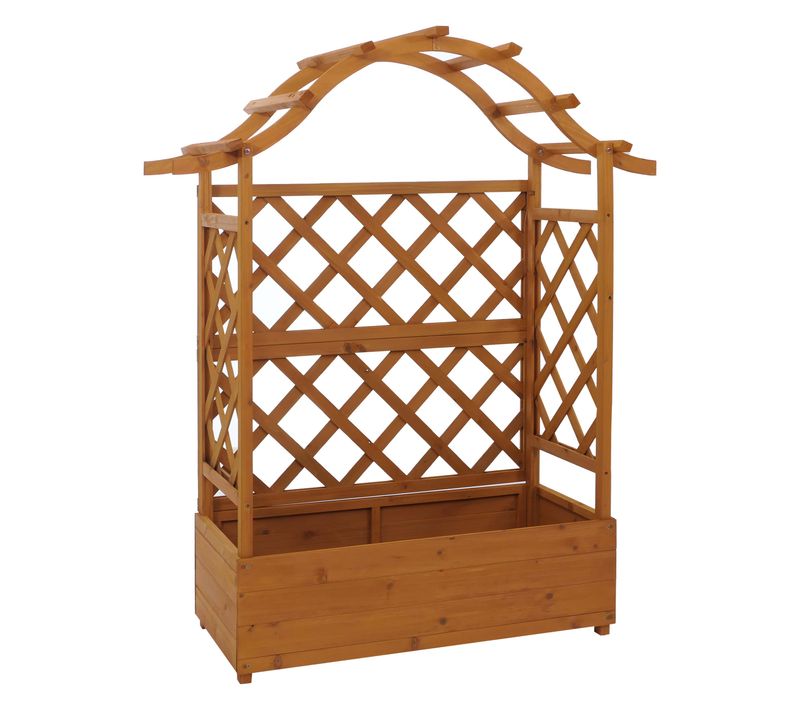 Jardinière En Hauteur Style Moderne Avec Treillis Pour Plantes Et Fleurs 138 X 110 X 44 Cm En Bois