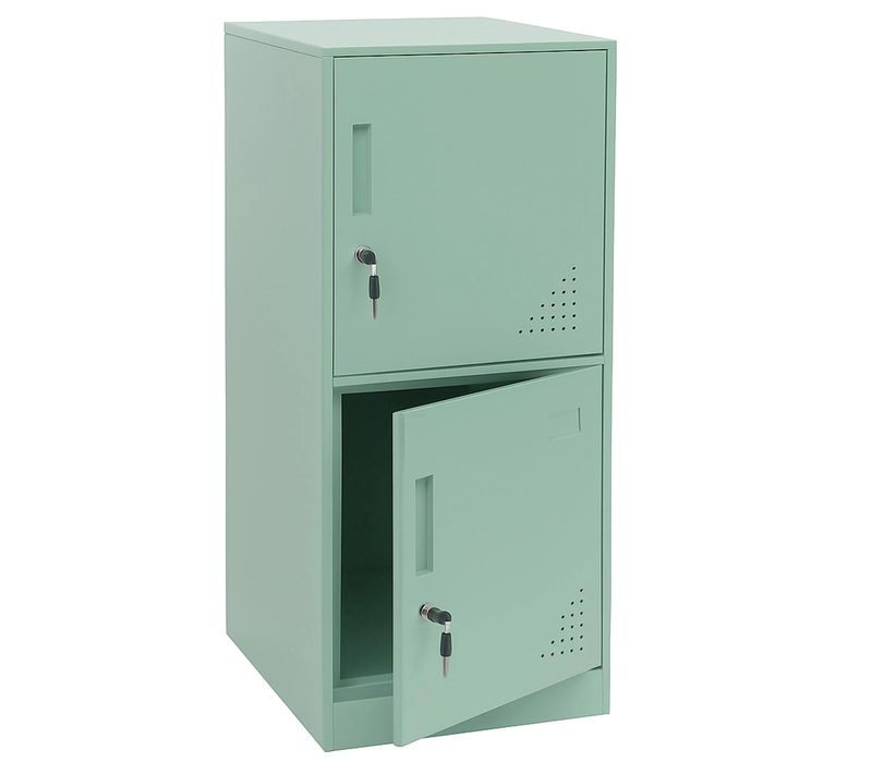 Armoire Vestiaire Métallique Casier De Rangement 2 Portes 90x38x45 Cm Vert Menthe 04_0008947
