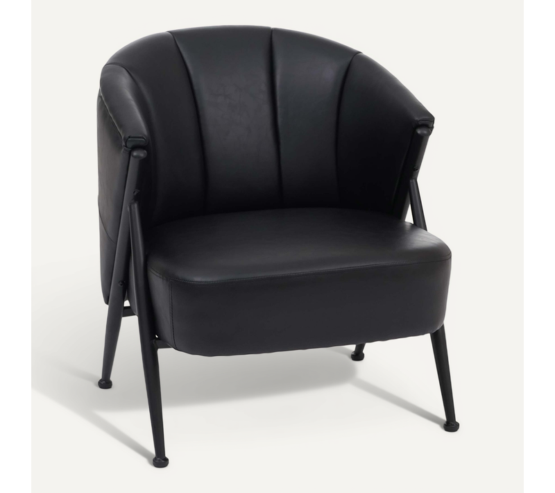 Fauteuil Lounge Club Style Vintage Industriel Coutures Décoratives Métal Et Simili Noir 04_00