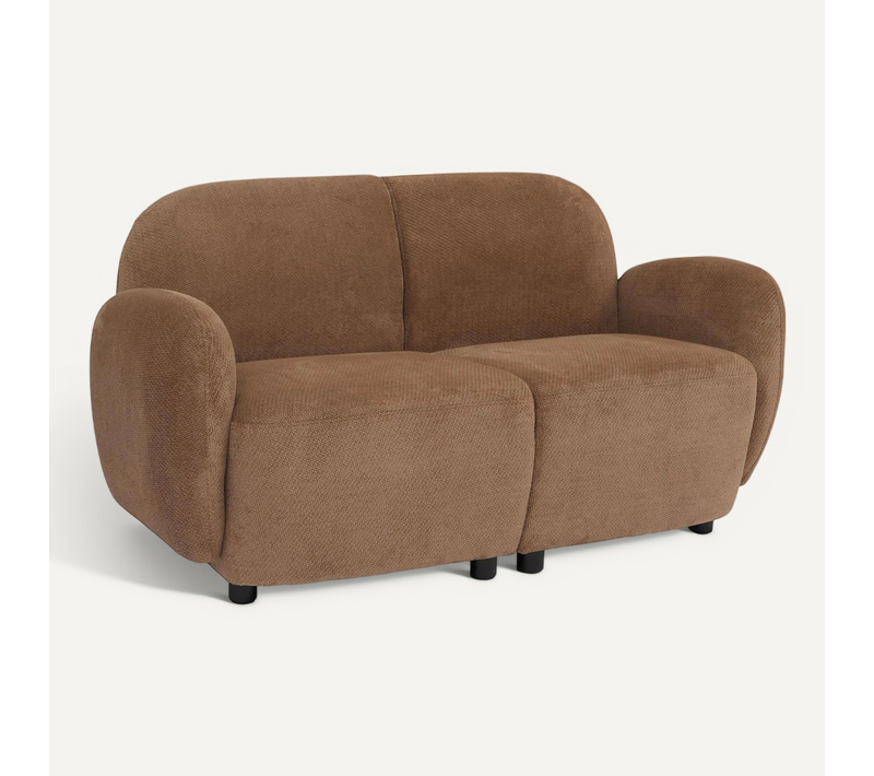 Canapé 2 Places Canapé Lounge Avec Accoudoirs Avec Formes Arrondies En Tissu Chenille Marron 04_00