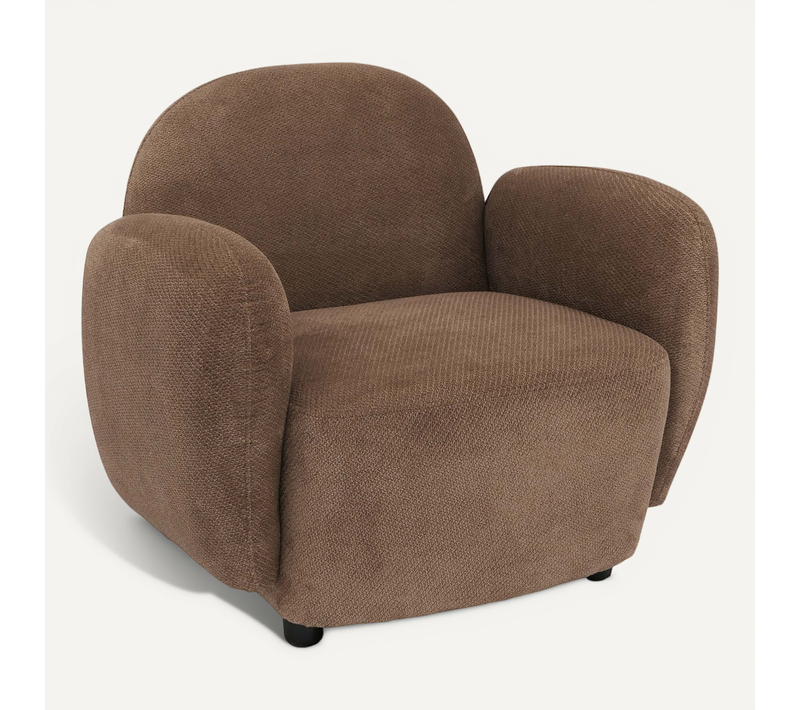 Fauteuil Lounge Design En Tissu Chenille Marron Fauteuil Relax Avec Accoudoirs Assise Rembourrée