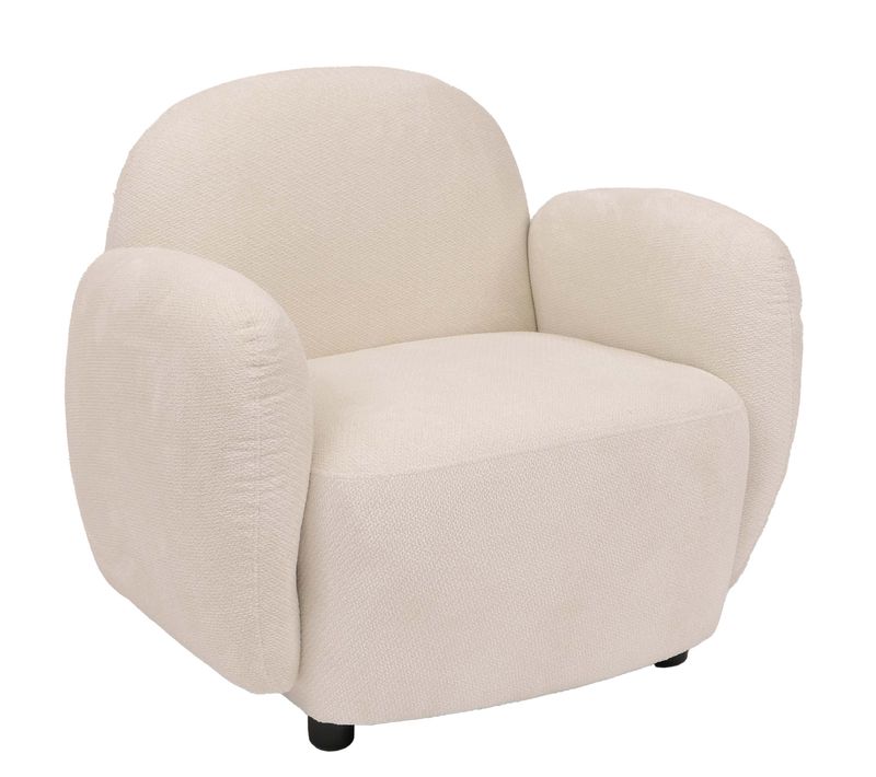 Fauteuil Lounge Design En Tissu Chenille Crème Fauteuil Relax Avec Accoudoirs Assise Rembourrée Co