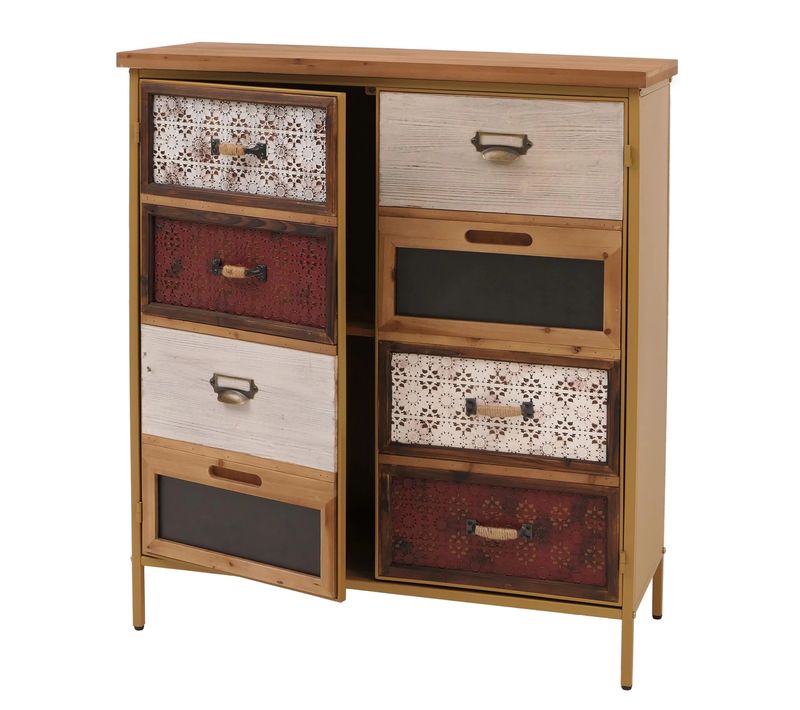 Commode Style Apothicaire Buffet Meuble De Rangement Avec Portes Style Vintage Shabby 94 X 80 X 35