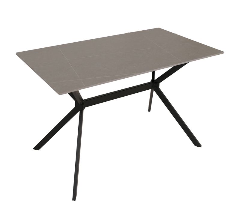 Table à Manger De Salle à Manger Design Moderne 120 Cm En Pierre Frittée Et Métal Aspect Marbre