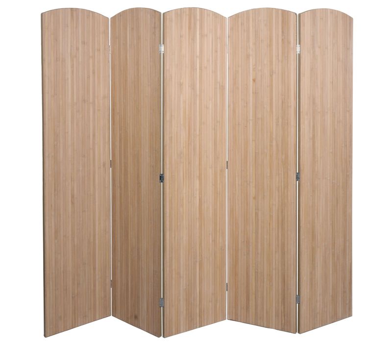 Paravent En Bambou Séparateur De Pièce Pliable 5 Panneaux 170 X 204 Cm Brise-vue Intérieur 04_0009