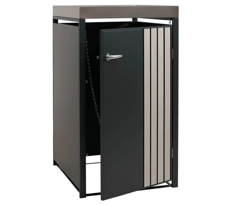 Cache-poubelle Pour 1 Bac Avec Jardinière Abri Pour Poubelle En Métal 125x68x84 Cm Anthracite