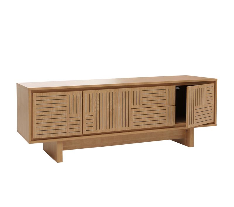 Meuble TV Design Contemporain 51,5 X 150 X 39,5 Cm Avec Rangement Pratique Et Surface Résistante