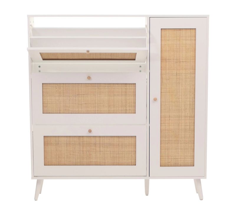 Meuble à Chaussures Armoire à Chaussures Avec 3 Compartiments Basculants Et 2 Étagères