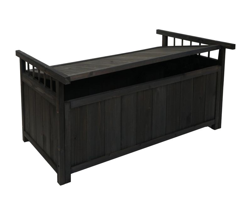 Coffre De Rangement Jardin 108 Cm Coffre Extérieur Avec Couvercle En Bois De Sapin Anthracite 04_0