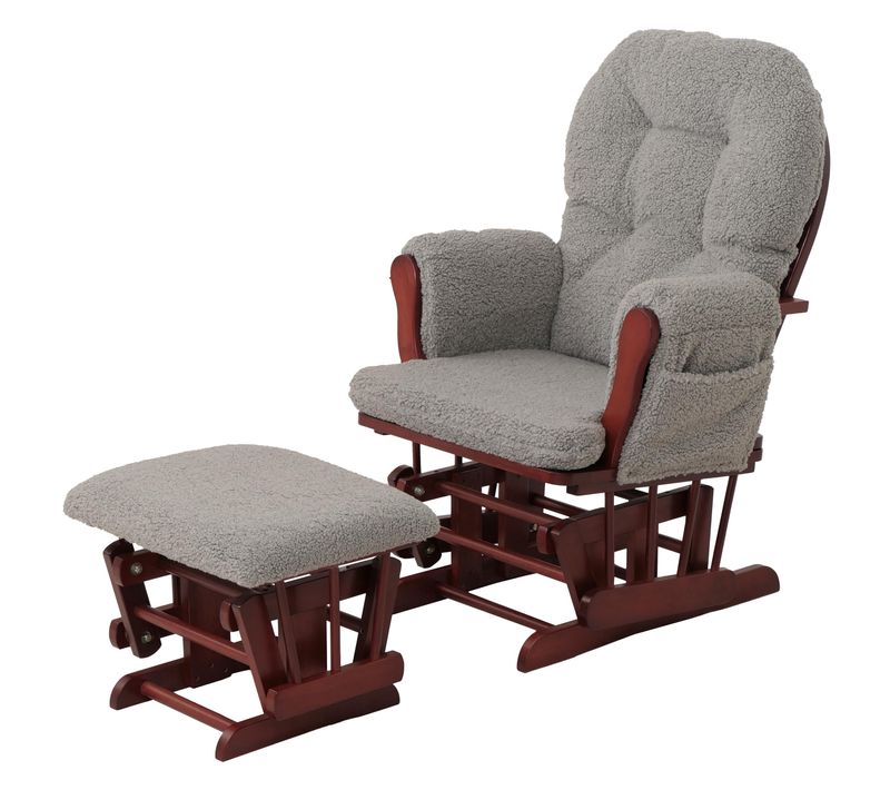 Fauteuil Relax à Bascule Avec Repose Pieds Hauteur 105 Cm Design Moderne Tissu Bouclé Gris Foncé