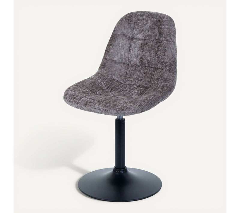 Chaise De Salle à Manger Pivotante 360° En Tissu Chenille Marron Pied Acier Noir Mat 04_0009896