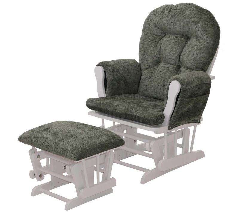 Fauteuil Relax à Bascule Avec Repose Pieds Assise Confortable Poches Latérales Chenille Vert