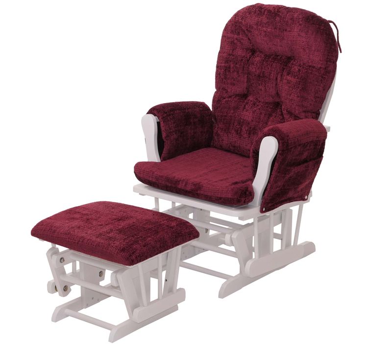 Fauteuil Relax à Bascule Avec Repose Pieds Assise Confortable Poches Latérales Chenille Bordeaux