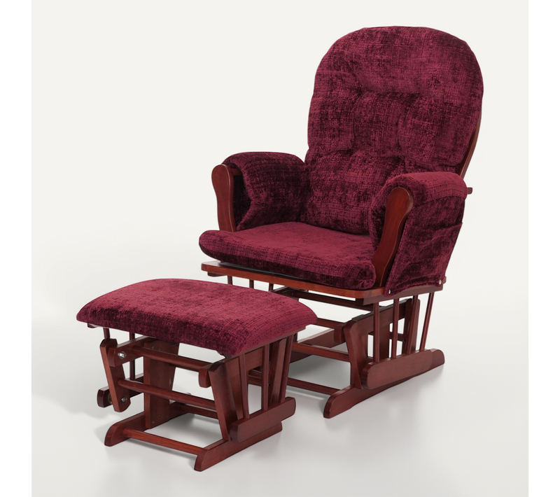 Fauteuil Relax à Bascule Avec Repose-pieds En Tissu Chenille Bordeaux Fauteuil TV Confortable