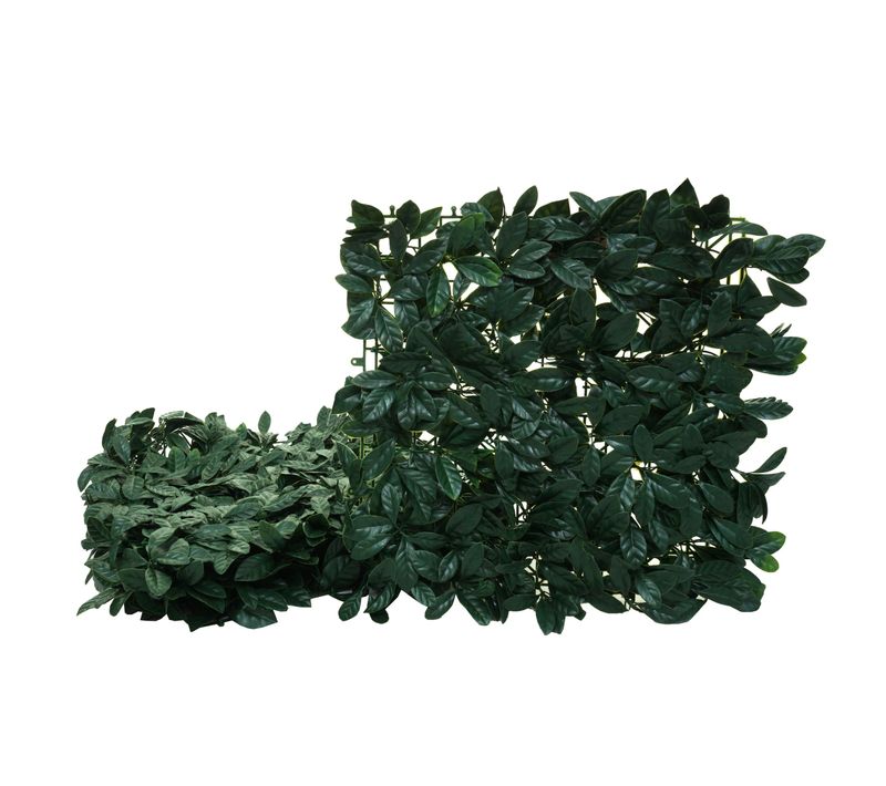 Dalle Murale Végétale 1 M² Effet Laurier Vert 4 Panneaux 50x50 Cm Brise-vue Terrasse Balcon