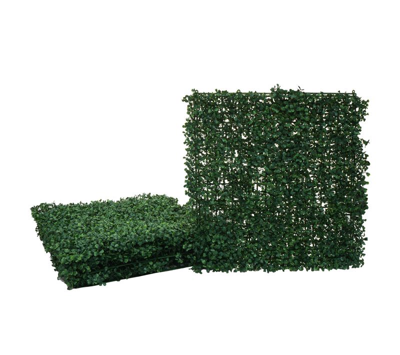 Panneaux Muraux Brise-vue Brise-vent Pour Terrasse Et Balcon 4 X 50x50 Cm 1 M² Imitation Buis Vert