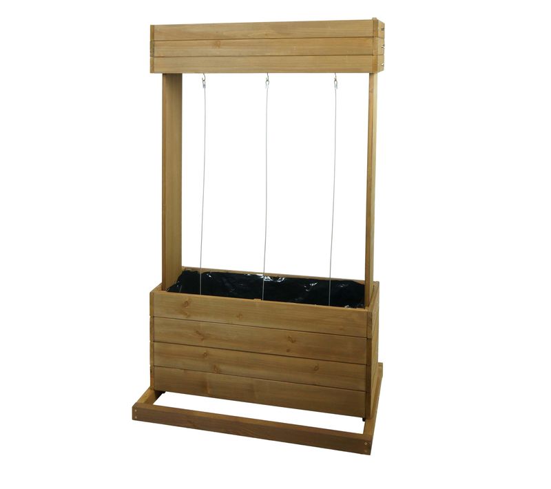Jardinière Sur Pied Avec Treillis 145 Cm Carré Potager 2 Bacs 100l Bâche Incluse Support Plantes