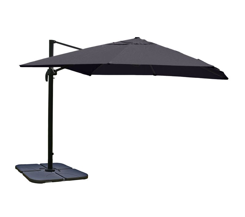 Parasol Déporté Avec Système De Manivelle 3x4 M Aluminium Et Polyester Anthracite Avec Pied 04_001