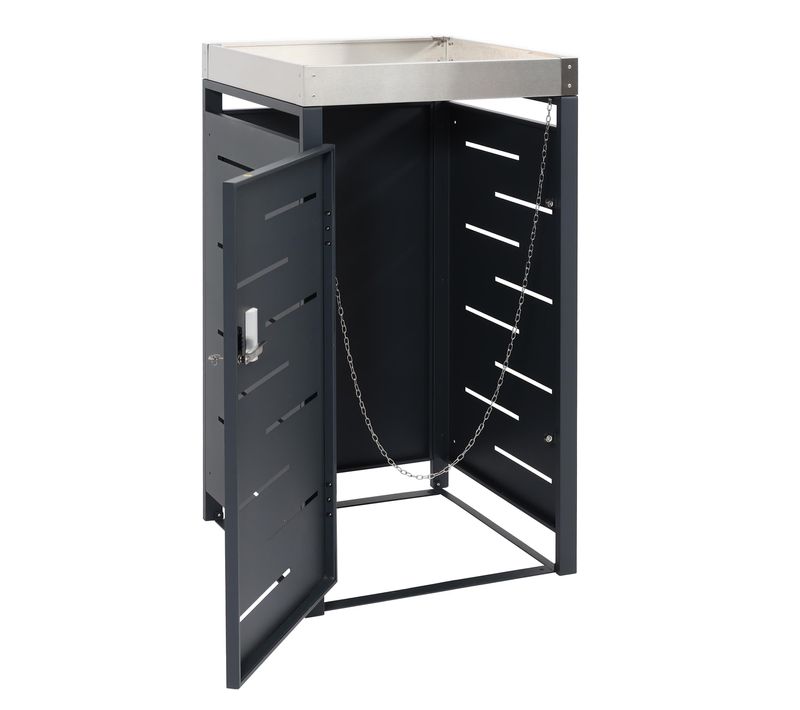 Cache-poubelle Extérieur Pour 1 Bac 80/120l 110x60x62 Cm Avec Bac à Plantes Acier Et Inox 04_00103