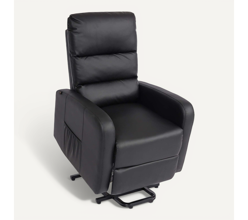 Fauteuil Relax électrique Fonction Relevage 3 Positions Inclinable Simili Noir 04_0010416