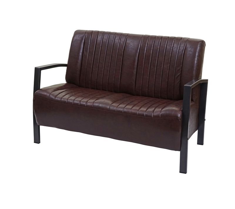 Canapé 2 Places Avec Dossier Et Les Accoudoirs Largeur 127 Cm Style Industriel Assise Confortable