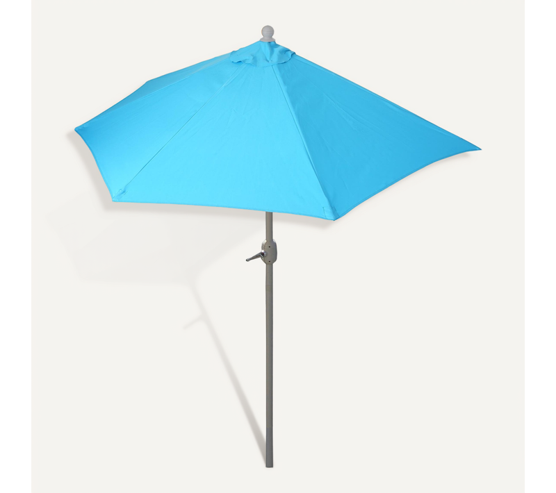 Parasol Demi Rond Balcon Envergure 270 Cm Gain De Place Sans Pied Uv50+ En Tissu Turquoise