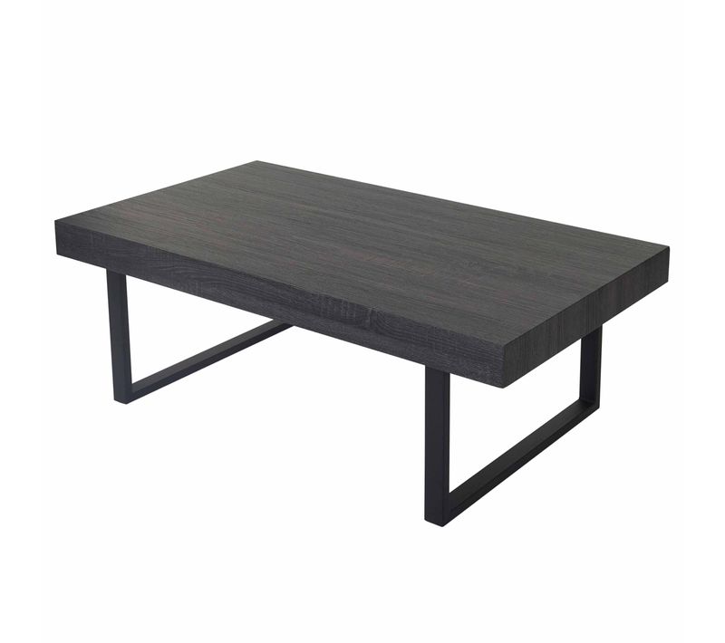 Table Basse Rectangulaire Design Moderne Salon 40 X 110 X 60 Cm En Bois Noir Pieds En Métal 04_001