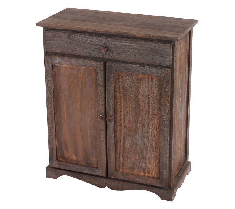 Commode Vintage Style Shabby Chic Meuble De Rangement En Bois De Paulownia Marron Avec Tiroir
