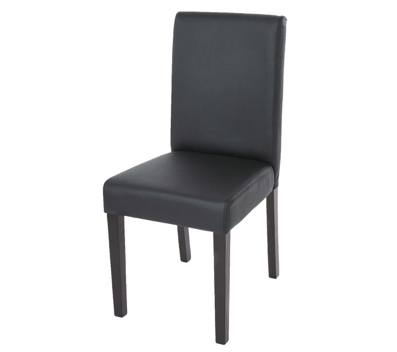 Chaise De Salle à Manger Cuisine En Synthétique Noir Mat Pieds En Bois Foncé Design Moderne 04_000