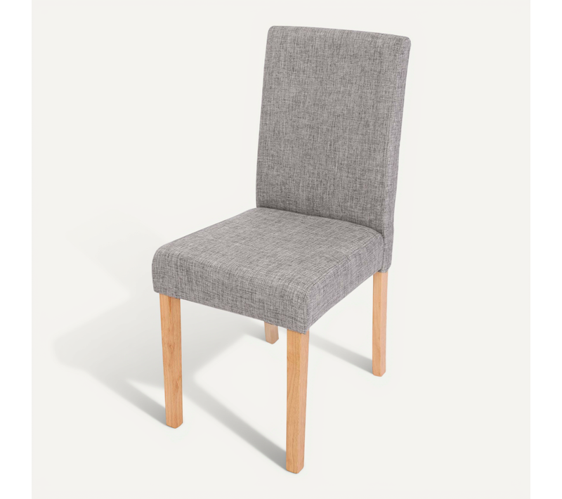 Chaise De Salle à Manger Cuisine En Tissu Gris Clair Pieds En Bois Clair Design Moderne 04_0002354
