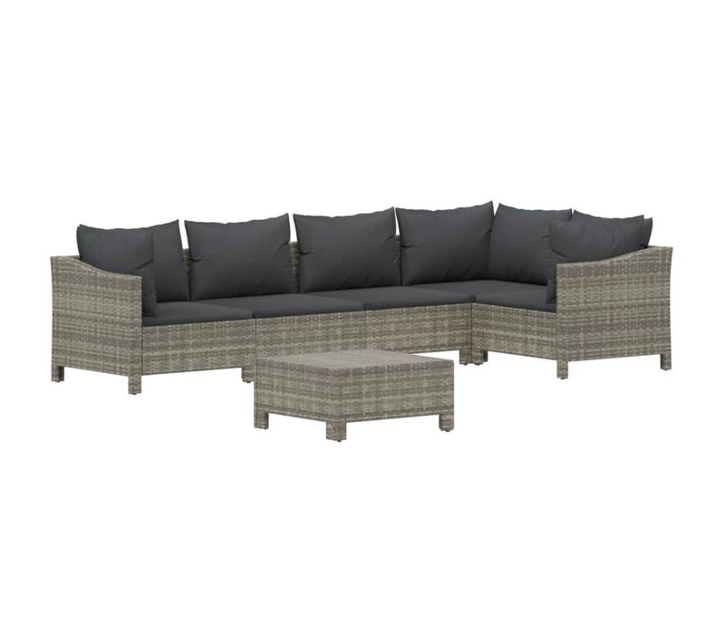 Salon De Jardin Meuble D'extérieur Ensemble De Mobilier 6 Pièces Avec Coussins Gris R