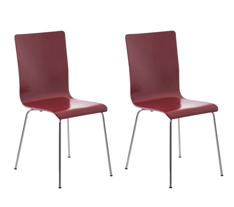 Lot De 2 Chaises De Cuisine En Bois Rouge Et Métal Cds10061