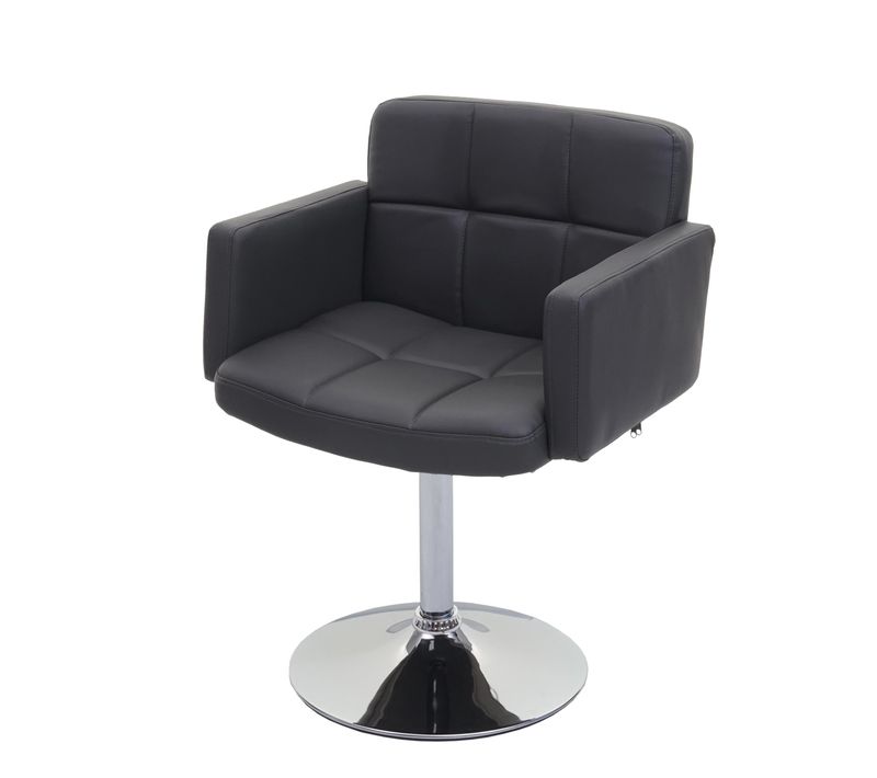 Chaise De Salle à Manger Fauteuil Lounge Pivotant En Synthétique Gris Pied Chromé 04_0002388