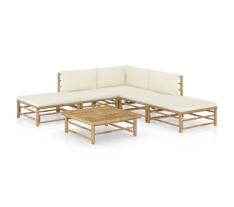 Salon De Jardin Meuble D'extérieur Ensemble De Mobilier 6 Pièces Avec Coussins Blanc