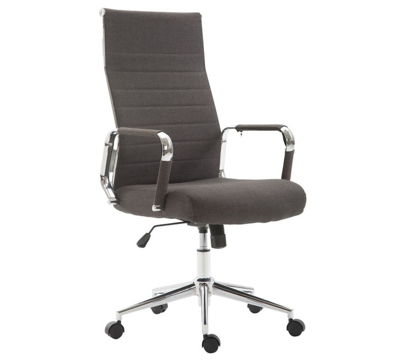 Fauteuil De Bureau En Tissu Gris Foncé Avec Assise Rembourrée Pivotant Bur10234