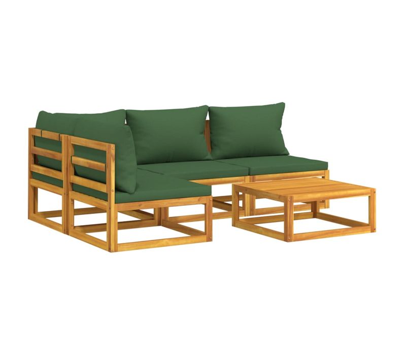 Salon De Jardin Meuble D'extérieur Ensemble De Mobilier 5 Pièces Avec Coussins Vert B