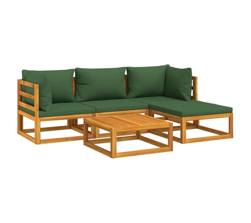Salon De Jardin Meuble D'extérieur Ensemble De Mobilier 5 Pièces Avec Coussins Vert B