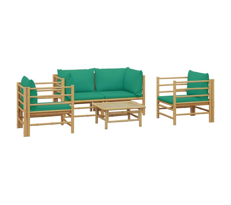 Salon De Jardin Meuble D'extérieur Ensemble De Mobilier 5 Pièces Avec Coussins Vert B