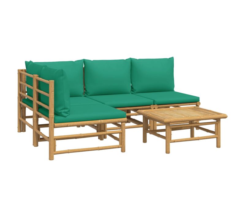 Salon De Jardin Meuble D'extérieur Ensemble De Mobilier 5 Pièces Avec Coussins Vert B