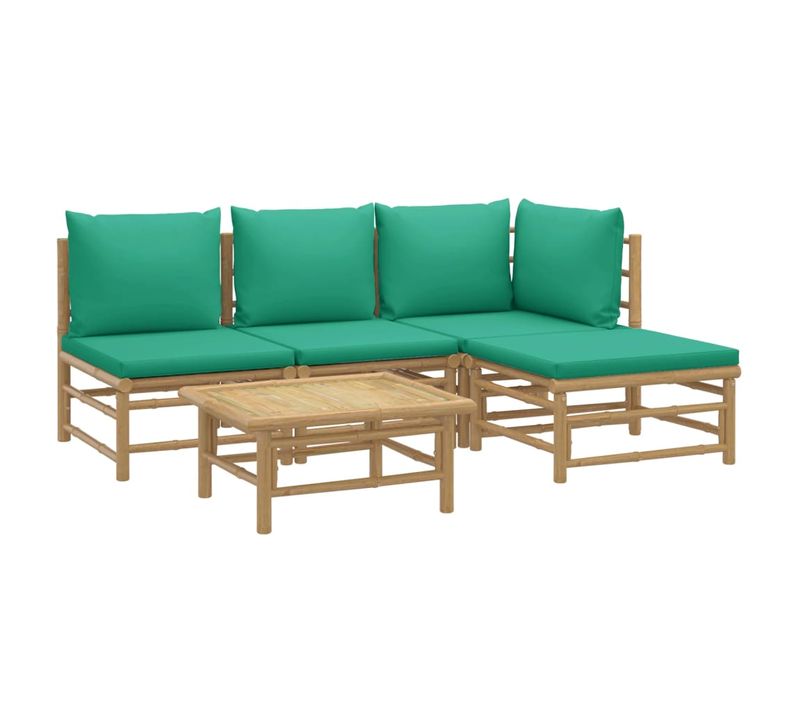 Salon De Jardin Meuble D'extérieur Ensemble De Mobilier 5 Pièces Avec Coussins Vert B