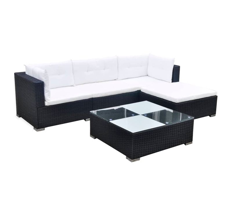 Salon De Jardin Meuble D'extérieur Ensemble De Mobilier 5 Pièces Avec Coussins Résine