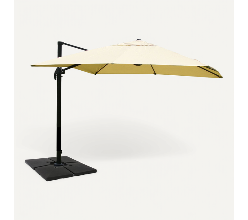 Parasol Professionnel Restaurant Pour Jardin Terrasse 3x4m (ø5m) Polyester/aluminium 26kg Crème Av