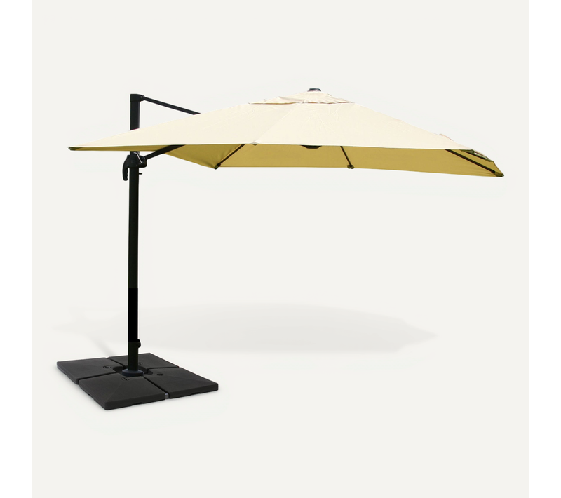 Parasol Professionnel Restaurant Pour Jardin Terrasse, 3x4m (ø5m) Polyester/aluminium 26kg Crème A