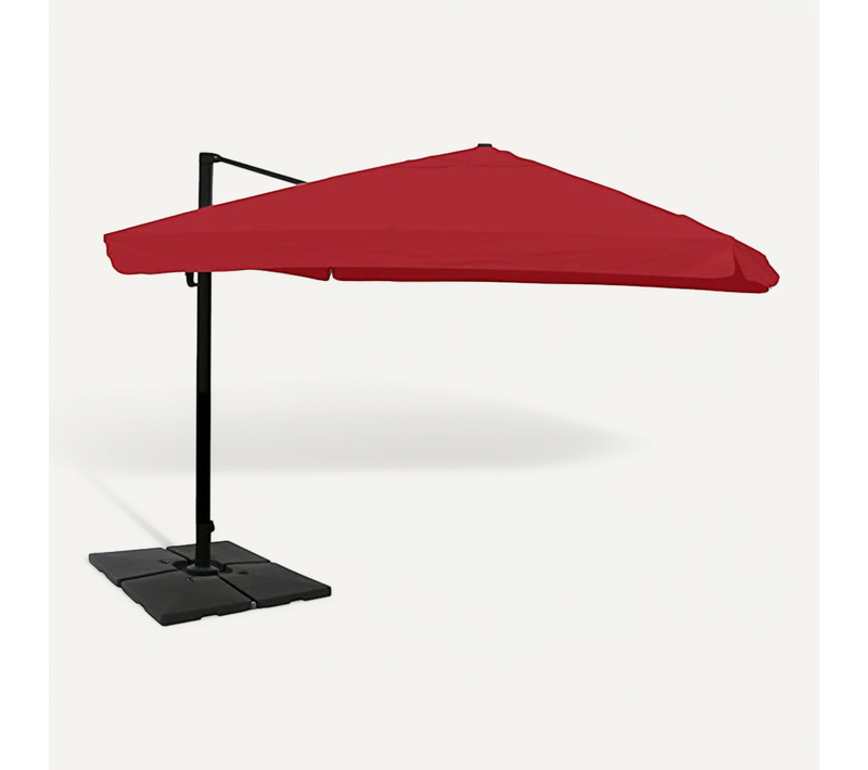 Parasol De Restauration 3x4m (ø5m) Polyester/aluminium 26kg Bordeaux Avec Pied 04_0003536